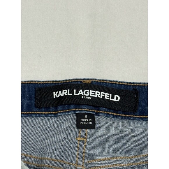 Karl Lagerfeld Jeans Womens Size 8 Mid Wash Blue Skinny Contrast Logo Taping - Picture 4 of 8